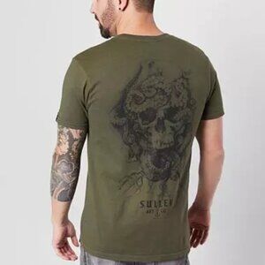 Sullen Men's Neptune Premium Short Sleeve T-Shirt in olive Size Small Petite NWT